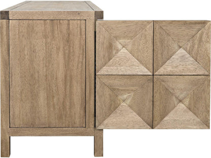 Quadrant 3-Door Sideboard in Washed Walnut with Carved Detail