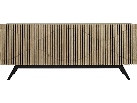 Illusion 78 Inch Walnut Wood Bleached Sideboard with Metal Base