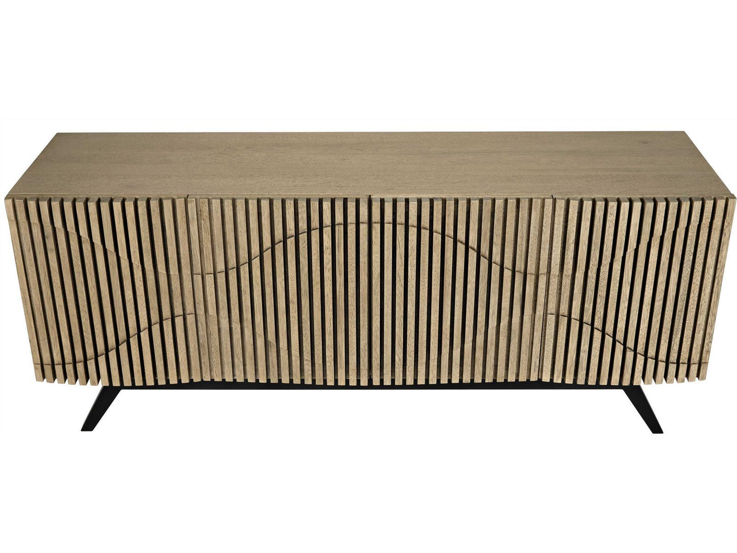 Illusion 78 Inch Walnut Wood Bleached Sideboard with Metal Base