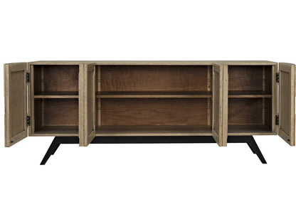 Illusion 78 Inch Walnut Wood Bleached Sideboard with Metal Base