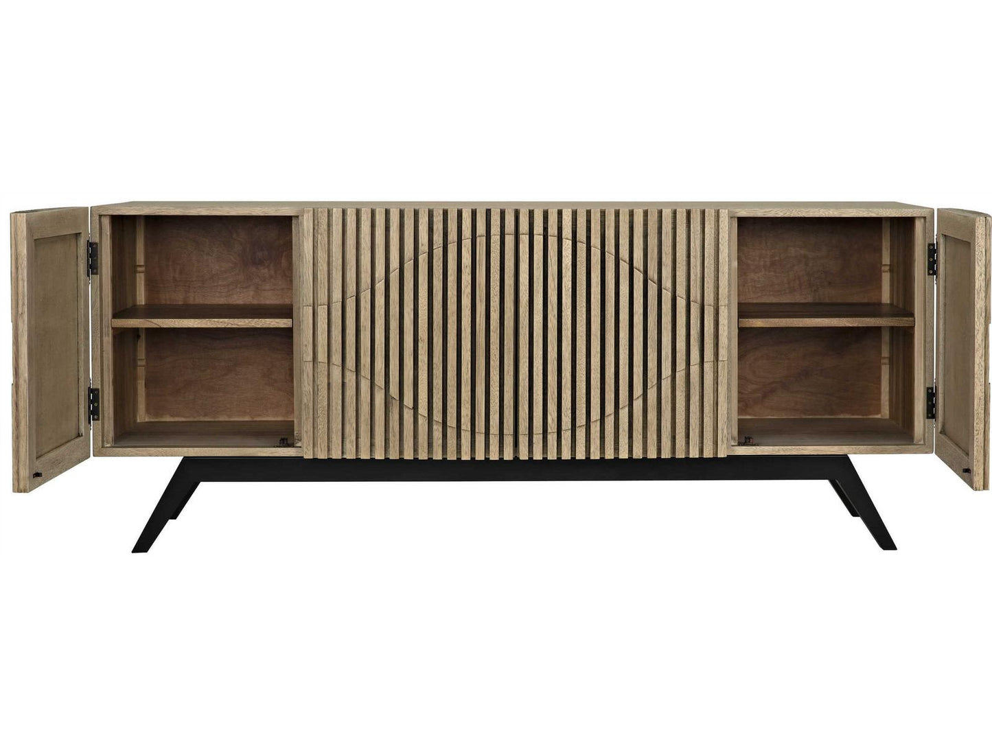 Illusion 78 Inch Walnut Wood Bleached Sideboard with Metal Base