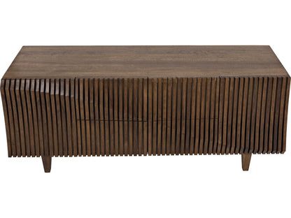 Jin Ho Dark Walnut Wood Sideboard with Hand-Carved Detail