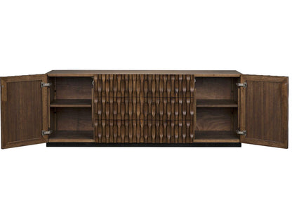 Alameda Large 4-Door Sideboard in Dark Walnut with Hand-Carved Detail