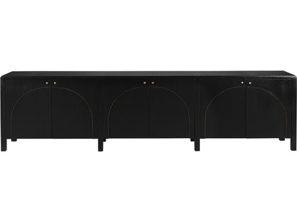 Weston 117-Inch Mahogany Sideboard Hand Rubbed Black with Light Brown Trim