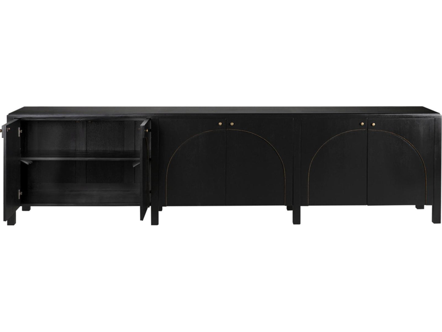 Weston 117-Inch Mahogany Sideboard Hand Rubbed Black with Light Brown Trim