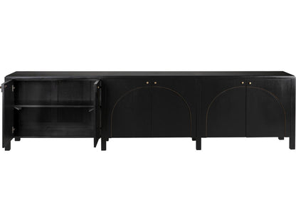 Weston 117-Inch Mahogany Sideboard Hand Rubbed Black with Light Brown Trim
