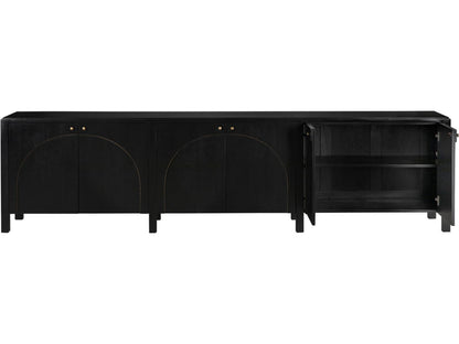 Weston 117-Inch Mahogany Sideboard Hand Rubbed Black with Light Brown Trim