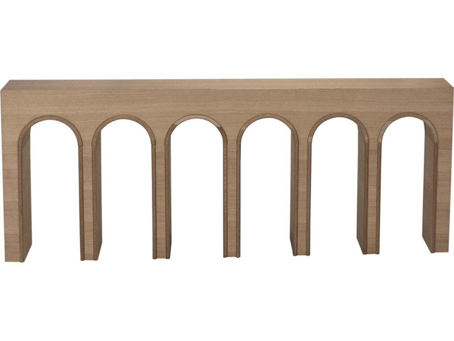 Enzo Rectangular Wood Console Table in Clear Coat Flat White Oak