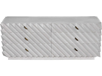 Hikaru 6-Drawer Double Dresser in White Wash with Brass Pulls
