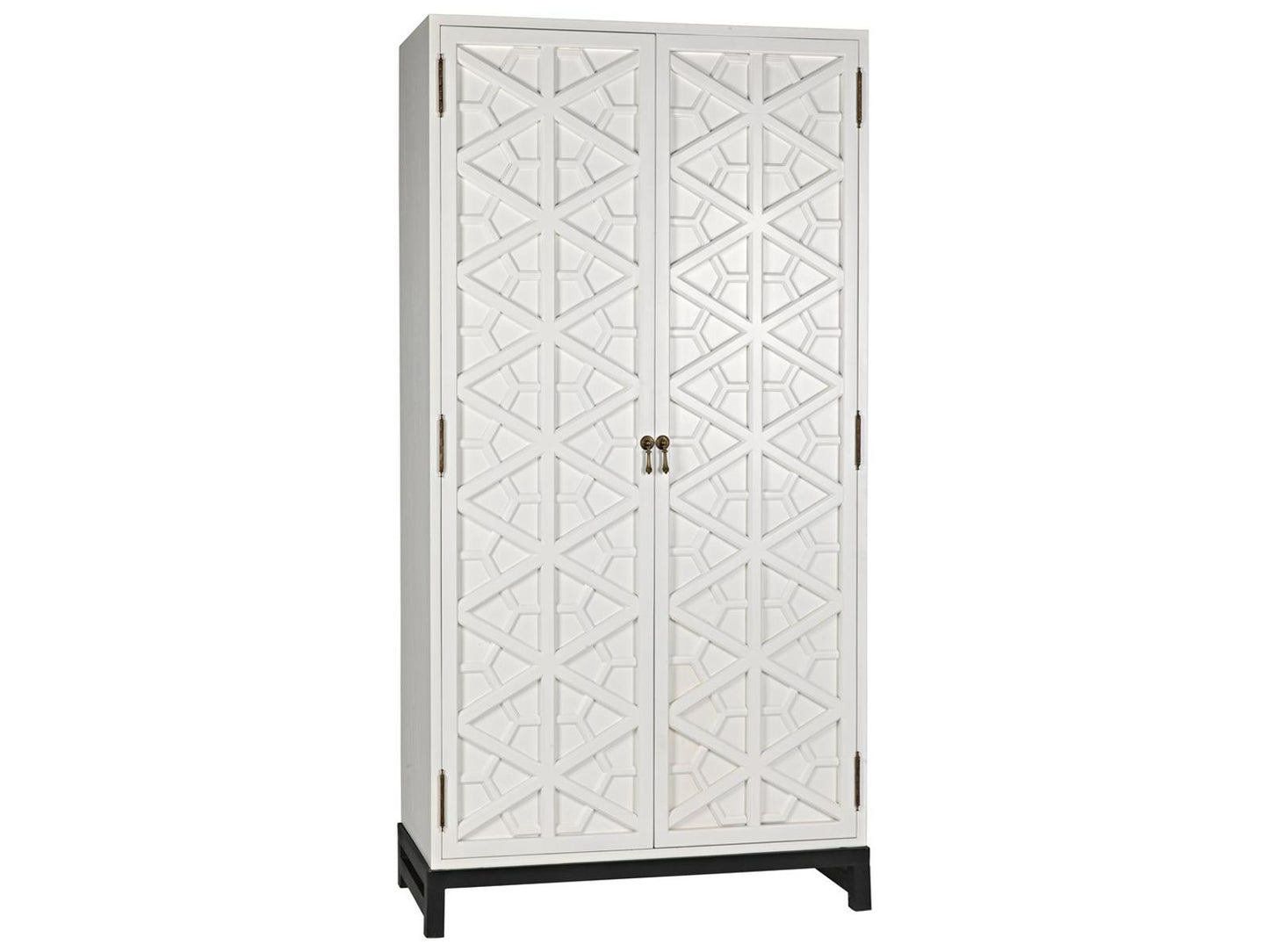 Maharadscha Solid White Mahogany Wood Hutch with Matte Black Base
