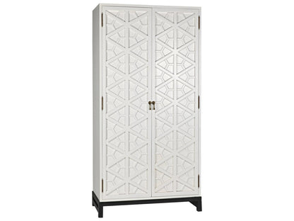 Maharadscha Solid White Mahogany Wood Hutch with Matte Black Base