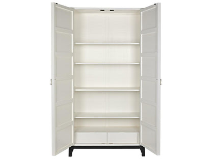 Maharadscha Solid White Mahogany Wood Hutch with Matte Black Base