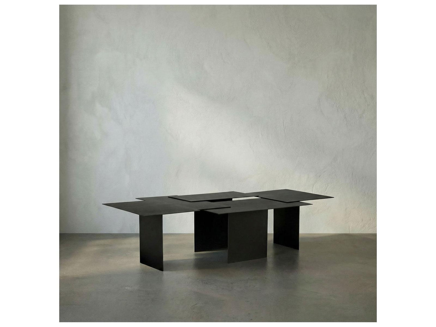 Delphi Rectangular Coffee Table in Matte Black Iron