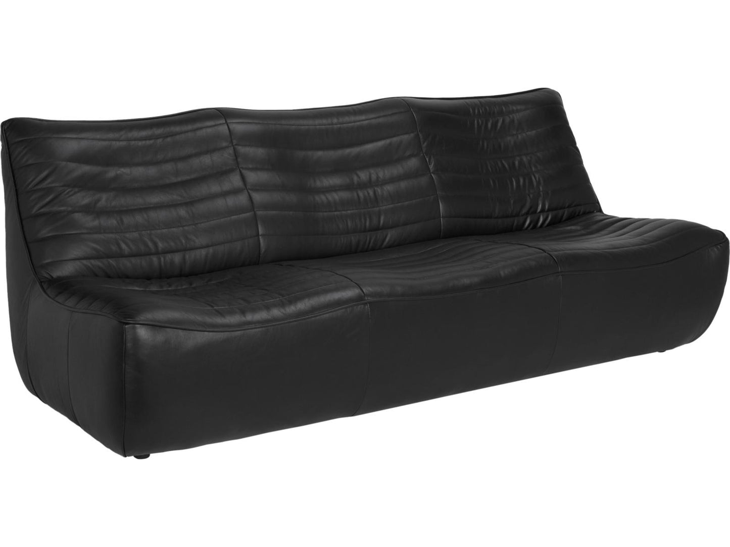 McClain 3-Seat Onyx Black Top-Grain Leather Sofa