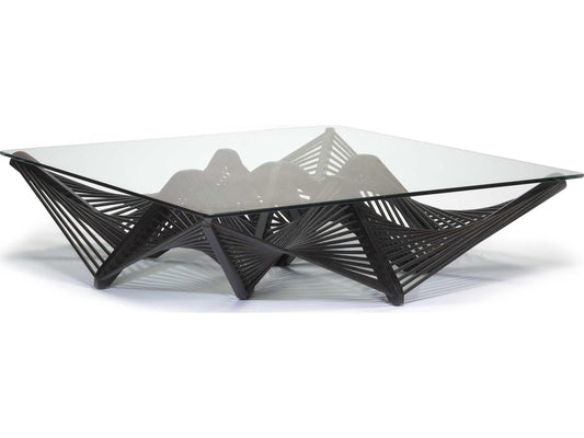 Geo Square Glass Dark Brown Coffee Table
