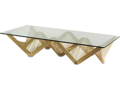 Geo Rectangular Glass Natural Coffee Table