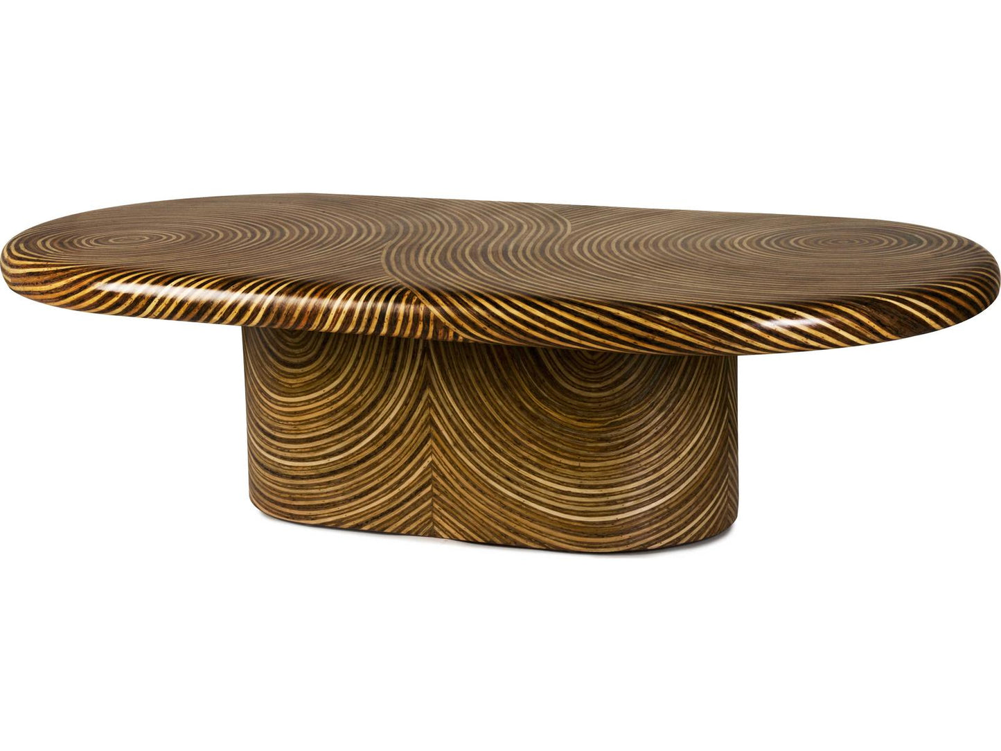 Showtime Oval Coffee Table with Rattan and Coco Twig Inlay