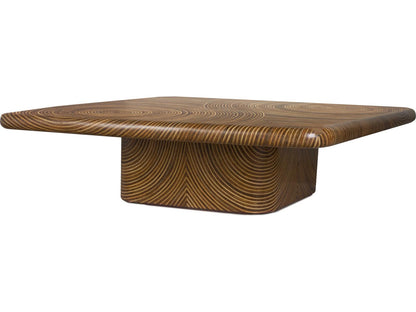 Showtime Square Coffee Table Rattan and Resin Light Brown