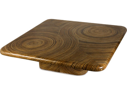 Showtime Square Coffee Table Rattan and Resin Light Brown