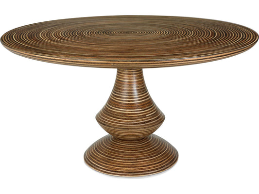 Showtime Round Dining Table in Natural Resin and Rattan