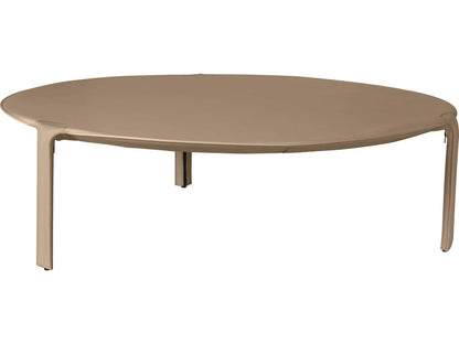 Libro Round Leather Taupe Coffee Table