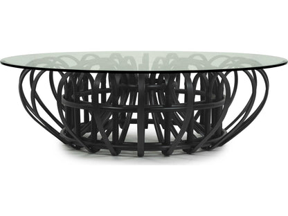 Aiden Round Glass Black Coffee Table
