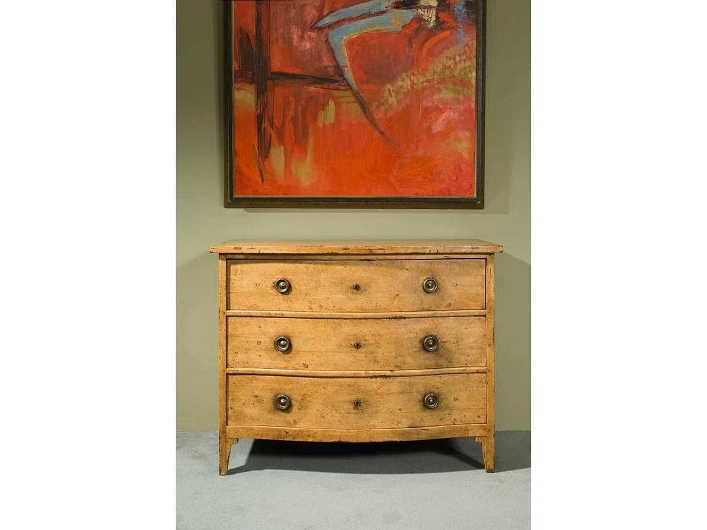 3-Drawer Pine Wood Dresser with Circle Design in Brown