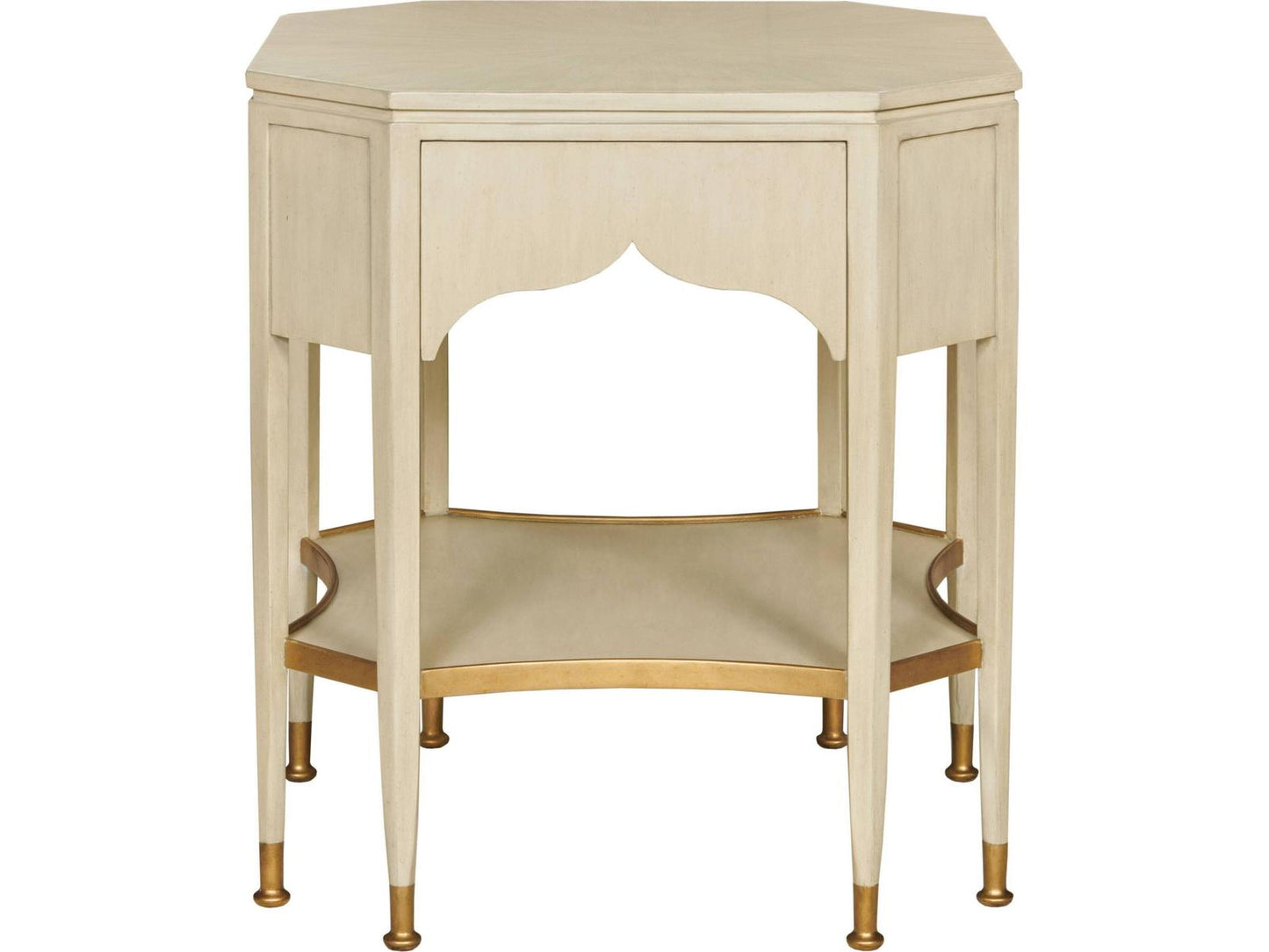 Octagonal Wood End Table Linen Paint Finish