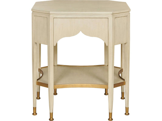 Octagonal Wood End Table Linen Paint Finish
