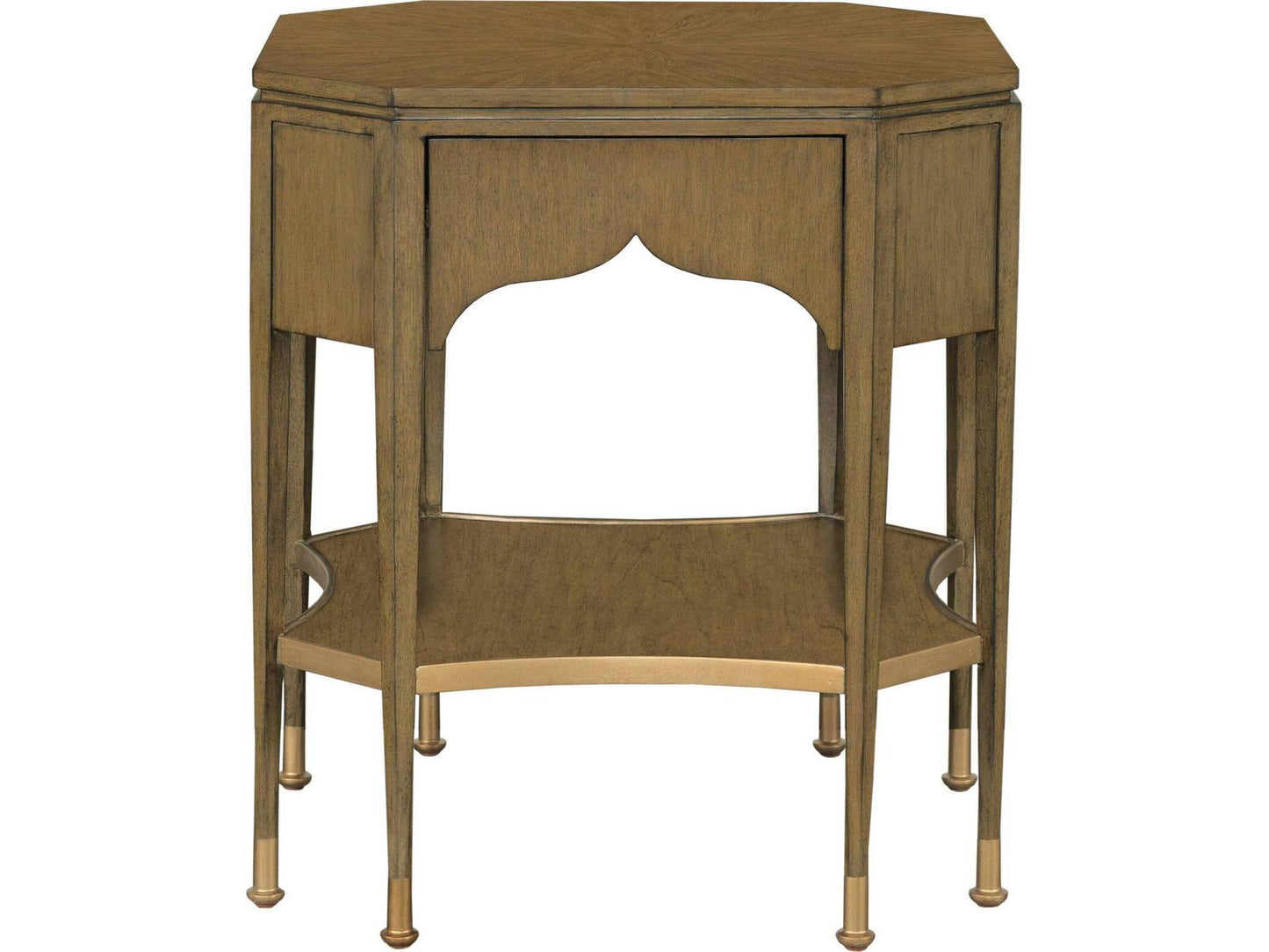 Octagon Wood End Table Light Walnut