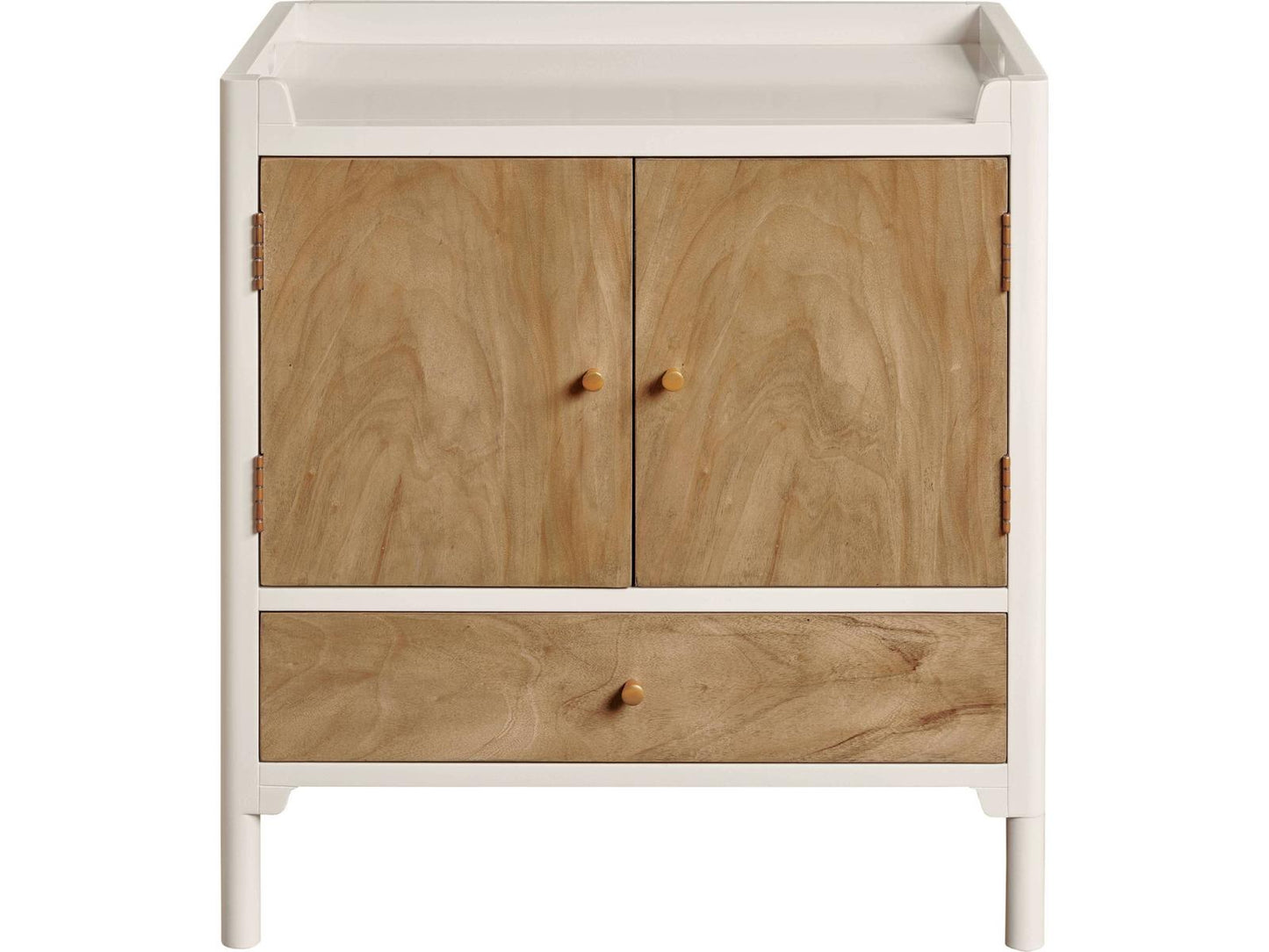 1-Drawer White Lacquer Nightstand with Bleach Face