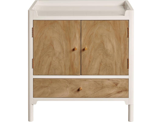 1-Drawer White Lacquer Nightstand with Bleach Face