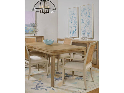 Rectangular Wood Bleach Dining Table with Extension Leaf