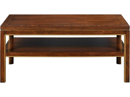 Rectangular Wood Mahogany Tiered Coffee Table