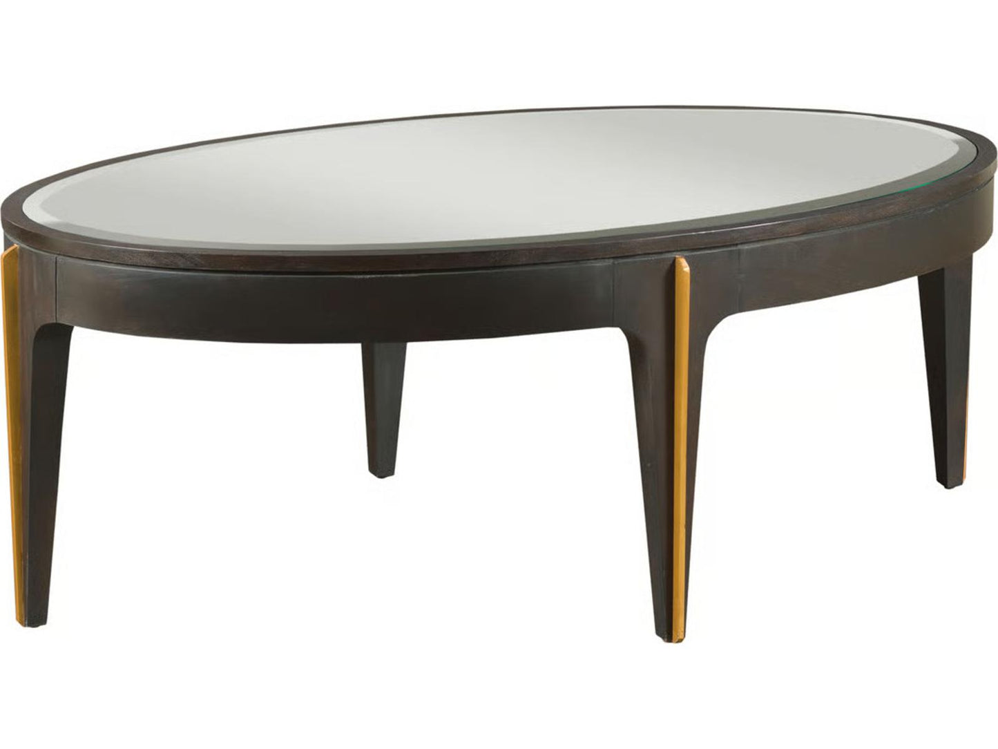 Oval Coffee Table in Paint Black with Mirror Top
