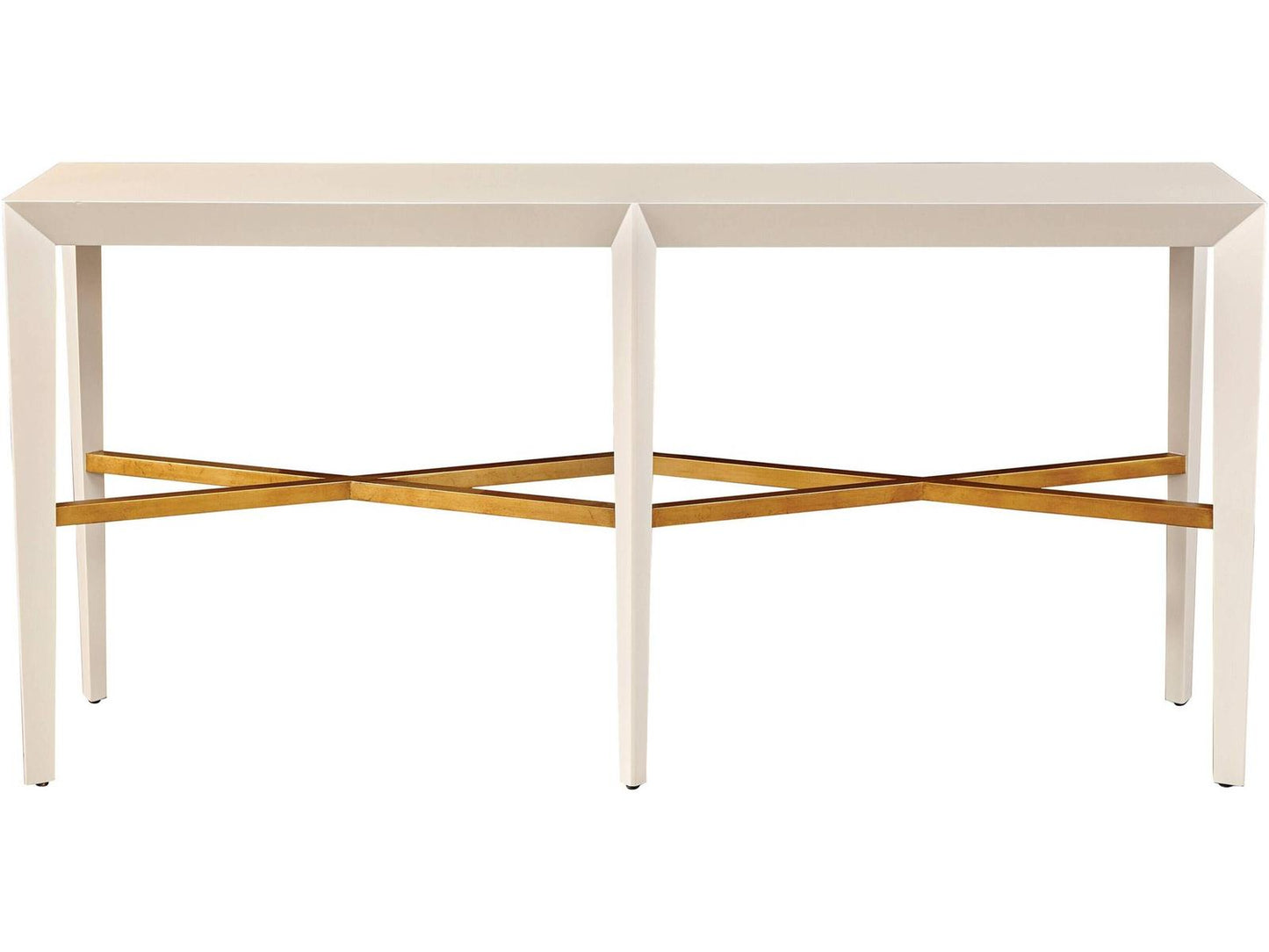Console Table with X Stretcher in White Lacquer