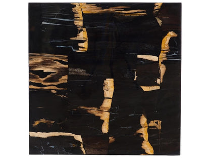 Petramosaic Square Petrified Wood Coffee Table in Black and Brown
