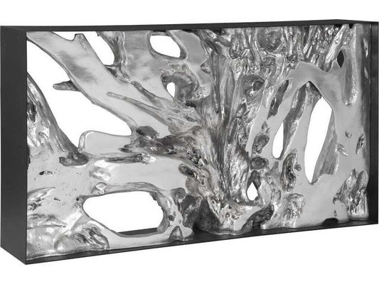 Cast Root Metal Framed Console Table in Silver Leaf