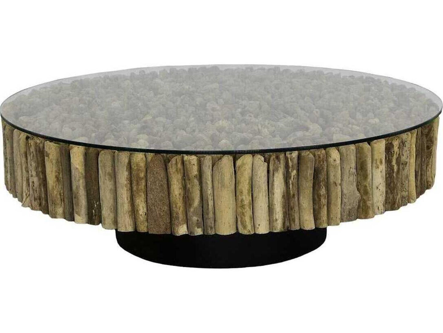 Manhattan Round Glass Coffee Table in Brown and Black