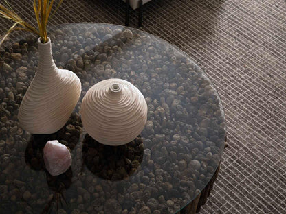 Manhattan Round Glass Coffee Table in Brown and Black