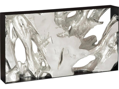 Cast Root Metal Framed Console Table in Silver Leaf
