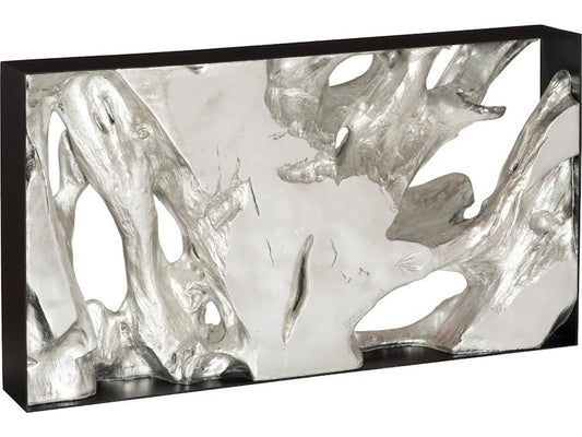 Cast Root Metal Framed Console Table in Silver Leaf