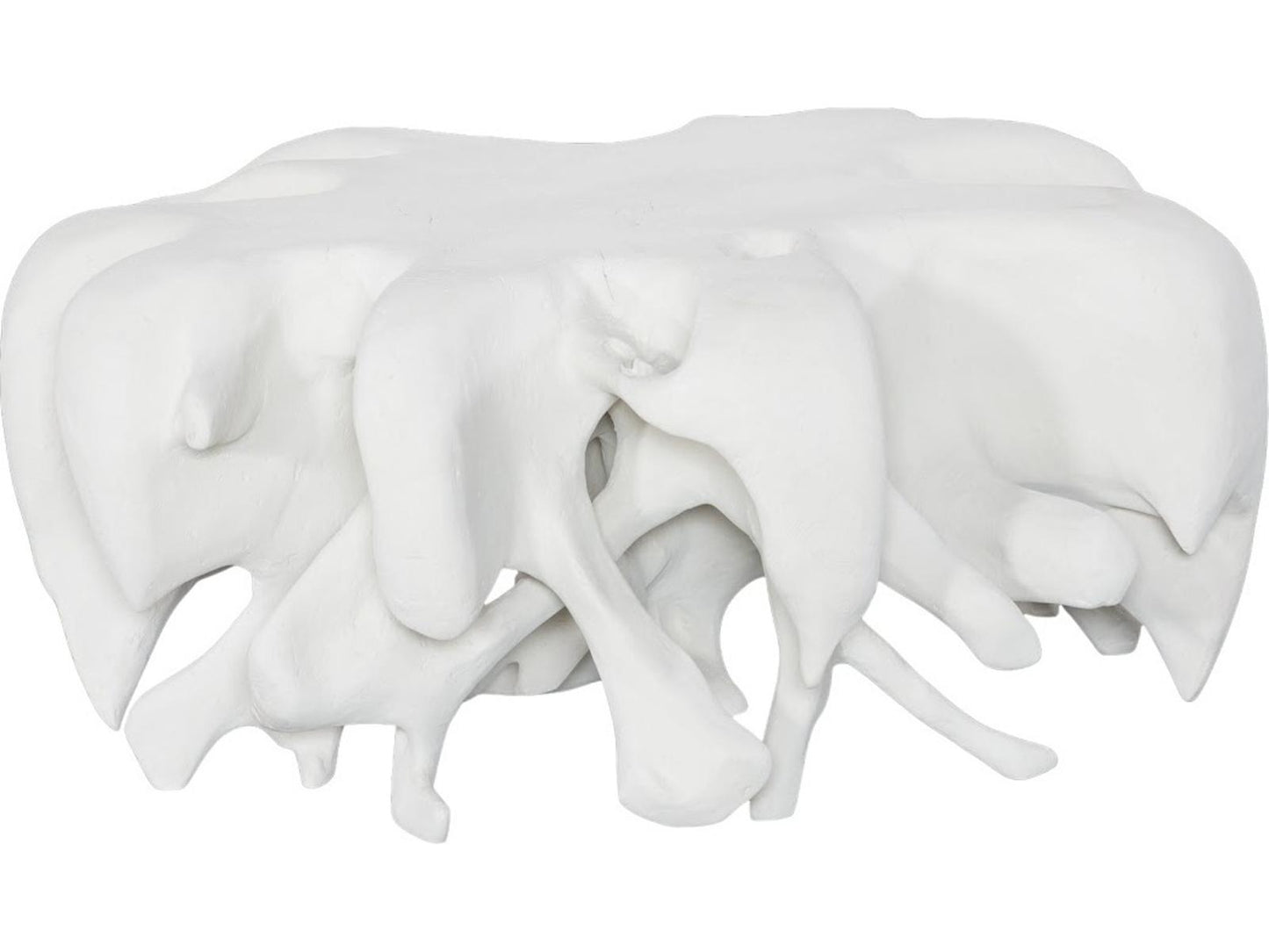 Cast Round White Stone Coffee Table in Off White