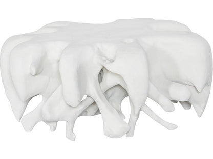 Cast Round White Stone Coffee Table in Off White