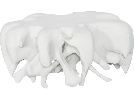 Cast Round White Stone Coffee Table in Off White