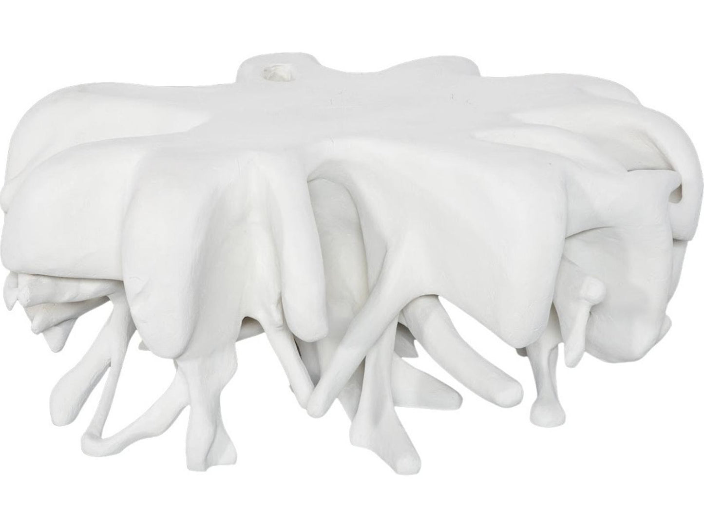 Cast Round White Stone Coffee Table in Off White