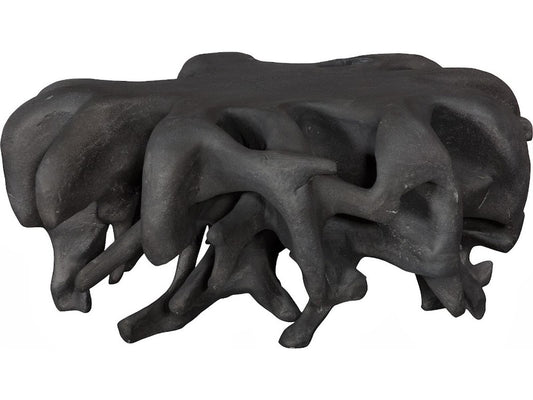 Cast Organic River Stone Round Coffee Table Charcoal Stone Finish