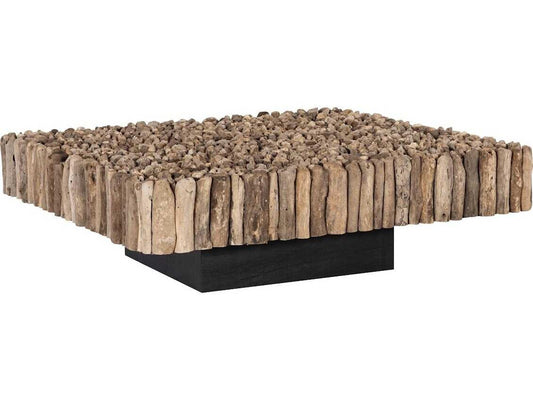 Flow Square Glass Coffee Table Natural Finish