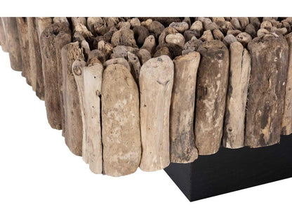 Flow Square Glass Coffee Table Natural Finish