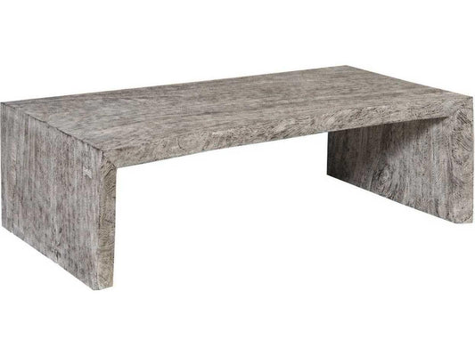 Waterfall Rectangular Coffee Table in Gray Stone Finish